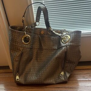 Steve Madden Metallic Silver Woven Shoulder Bag